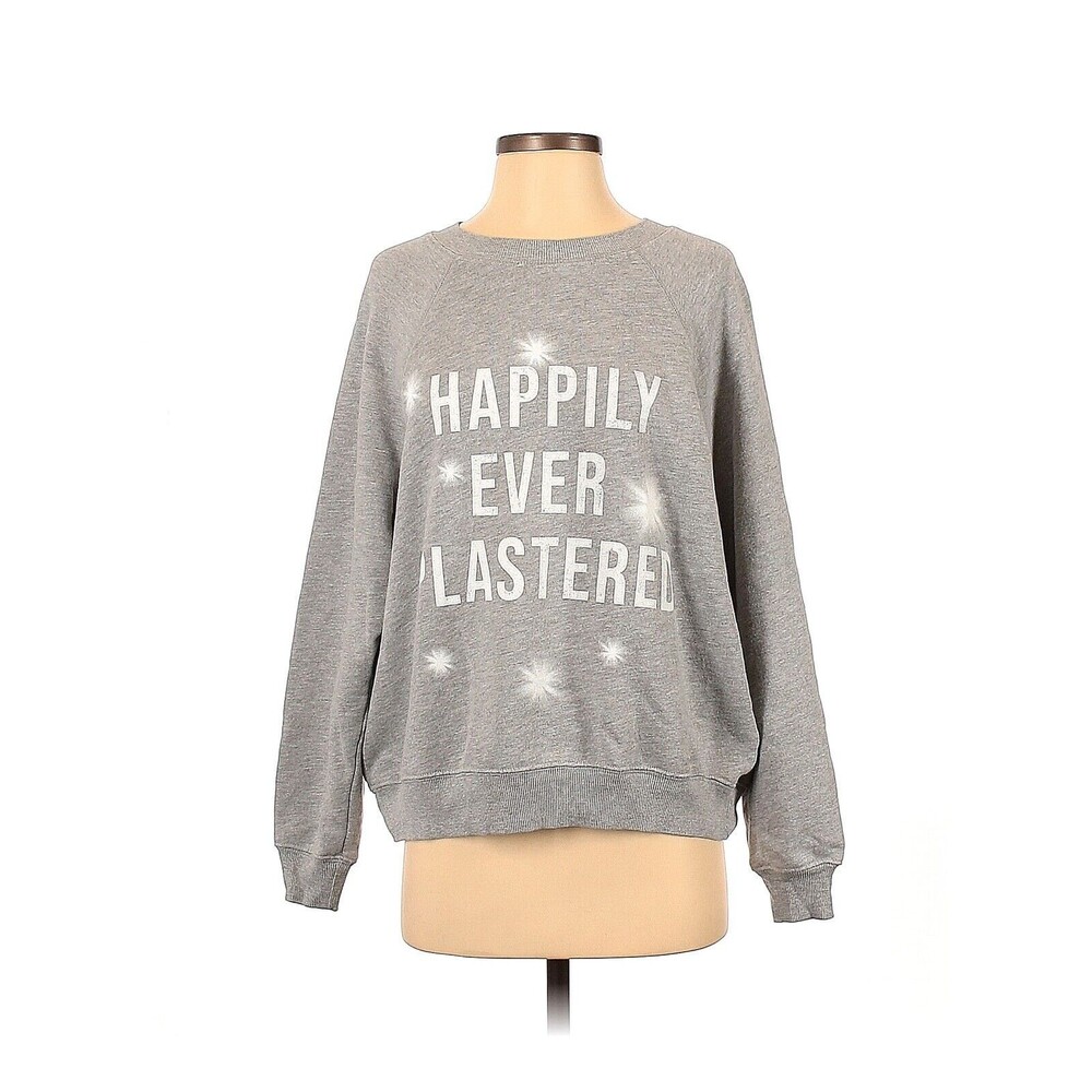 WILDFOX Heather Gray "Happily Ever Plastered" Sommers Sweatshirt Athleisure - S